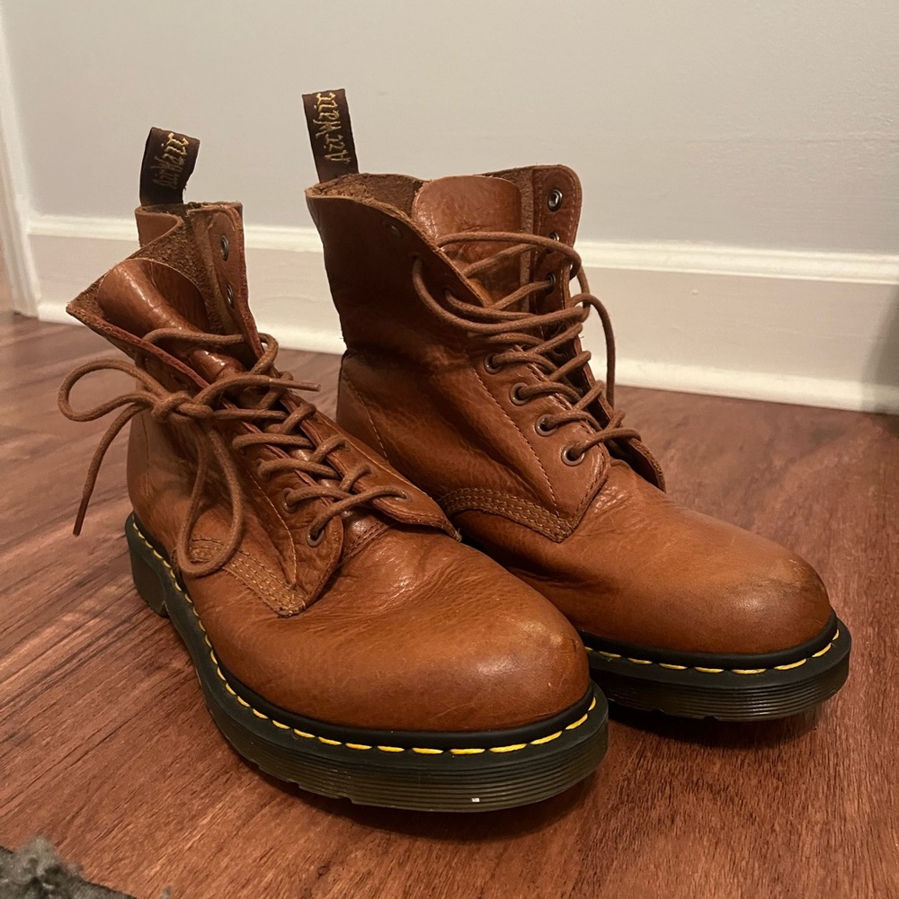 brown leather doc martens